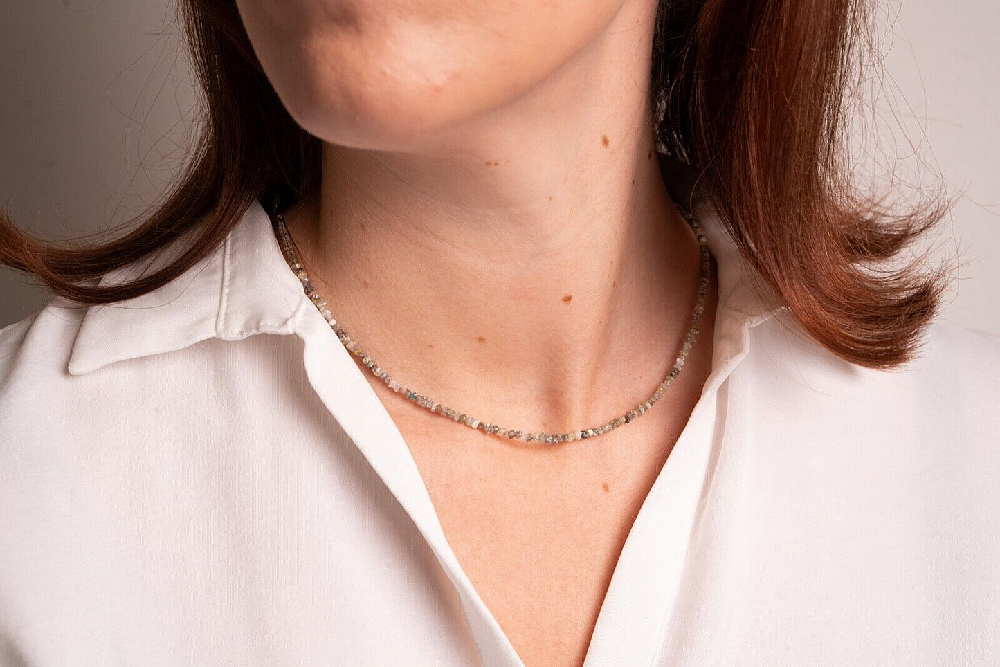 Real Multi Rough Diamond Chain With 925 Silver Clasp About 45 Cm Very Beautiful