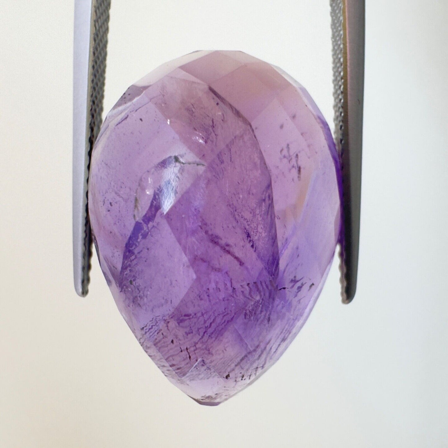 Amethyst Purple Drop Cut Faceted 22.3x16.2mm 22.14 Carat With Inclusions