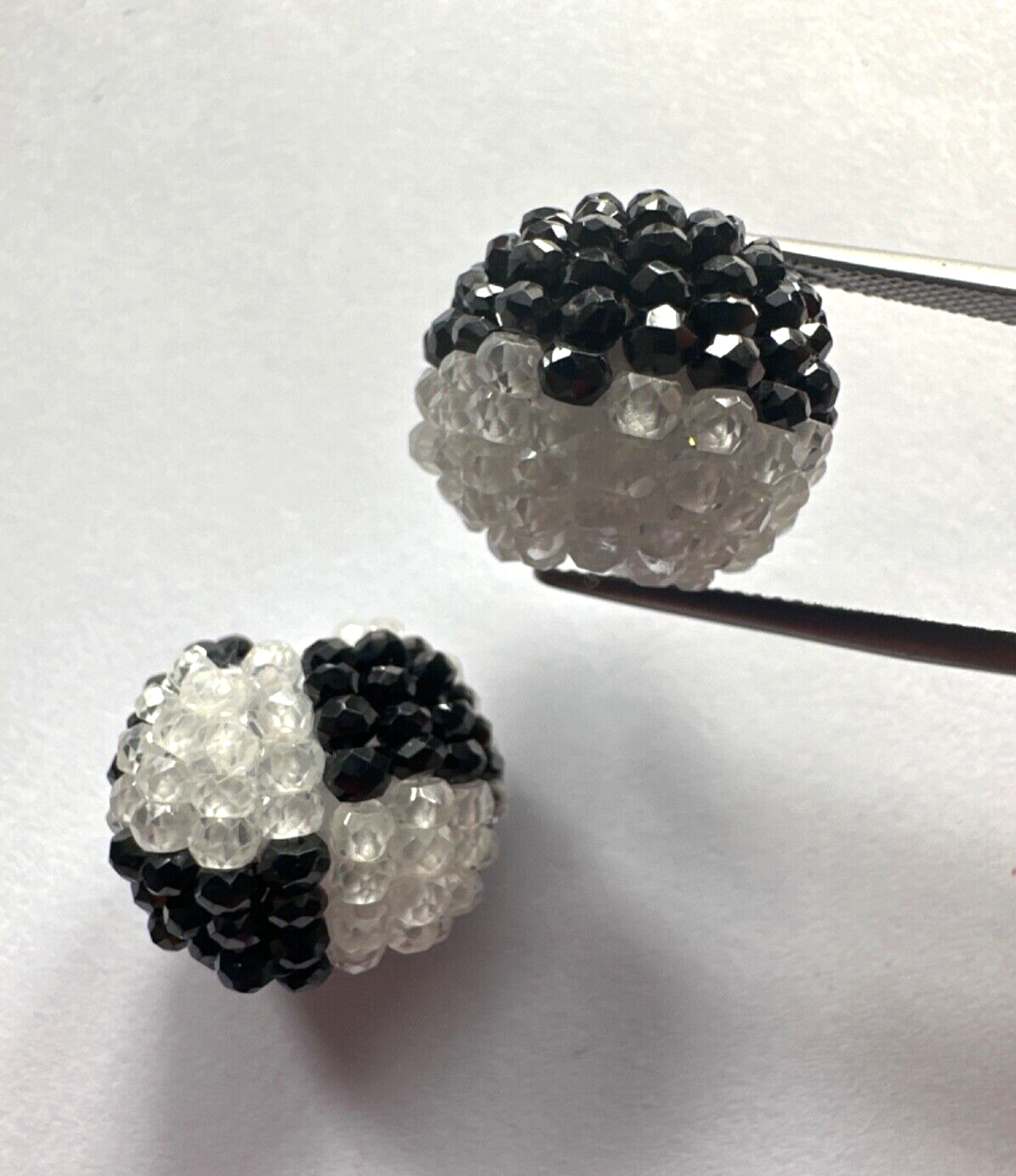 Black White Rare Find Spinel And Crystal Pair With Raised Pearls