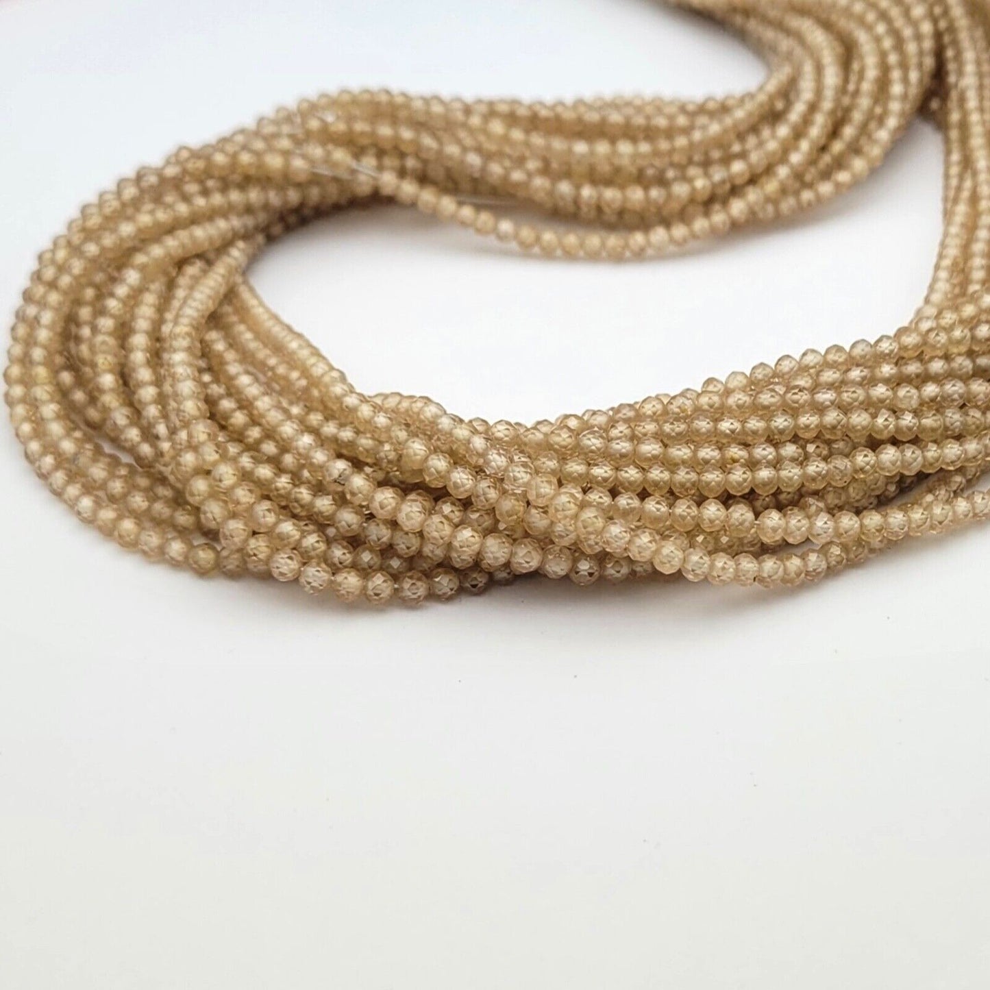 1 strand AAA+ Brown Champagne Zercon Faceted Roundel 3.2-3.3 mm Beads 42Cm