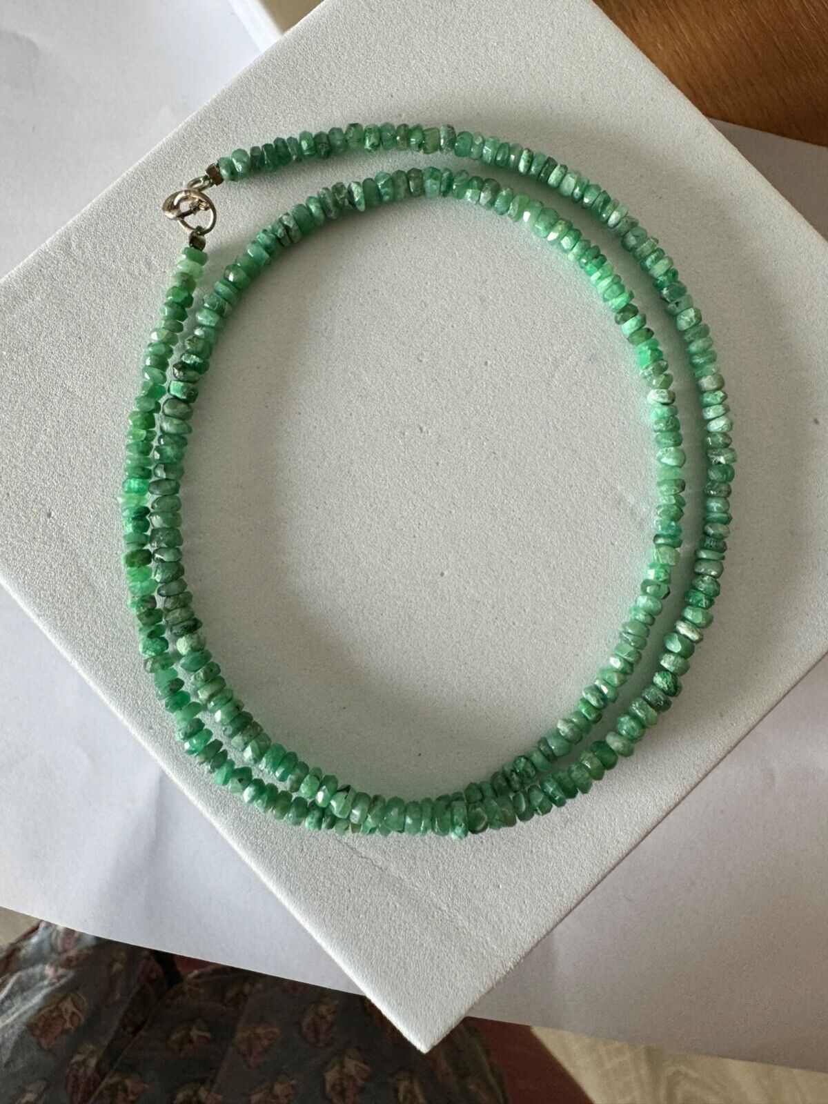 Rare Natural Emerald Rondelle Necklace 42cm 50-59,99 Carat With Silver Clasp