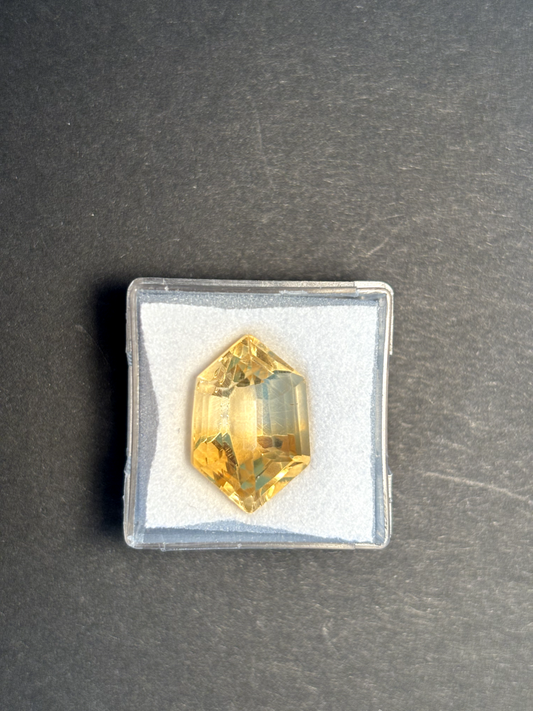 Citrine Lemon Yellow Elaborate Cut Faced Top Quality 10.98 Carats