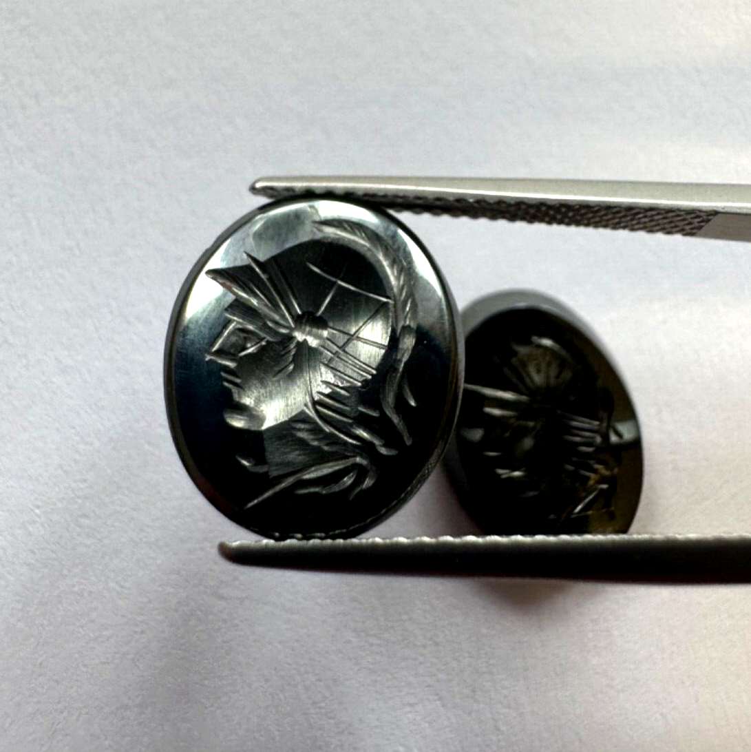Natural Beauty With oval hematite engraving