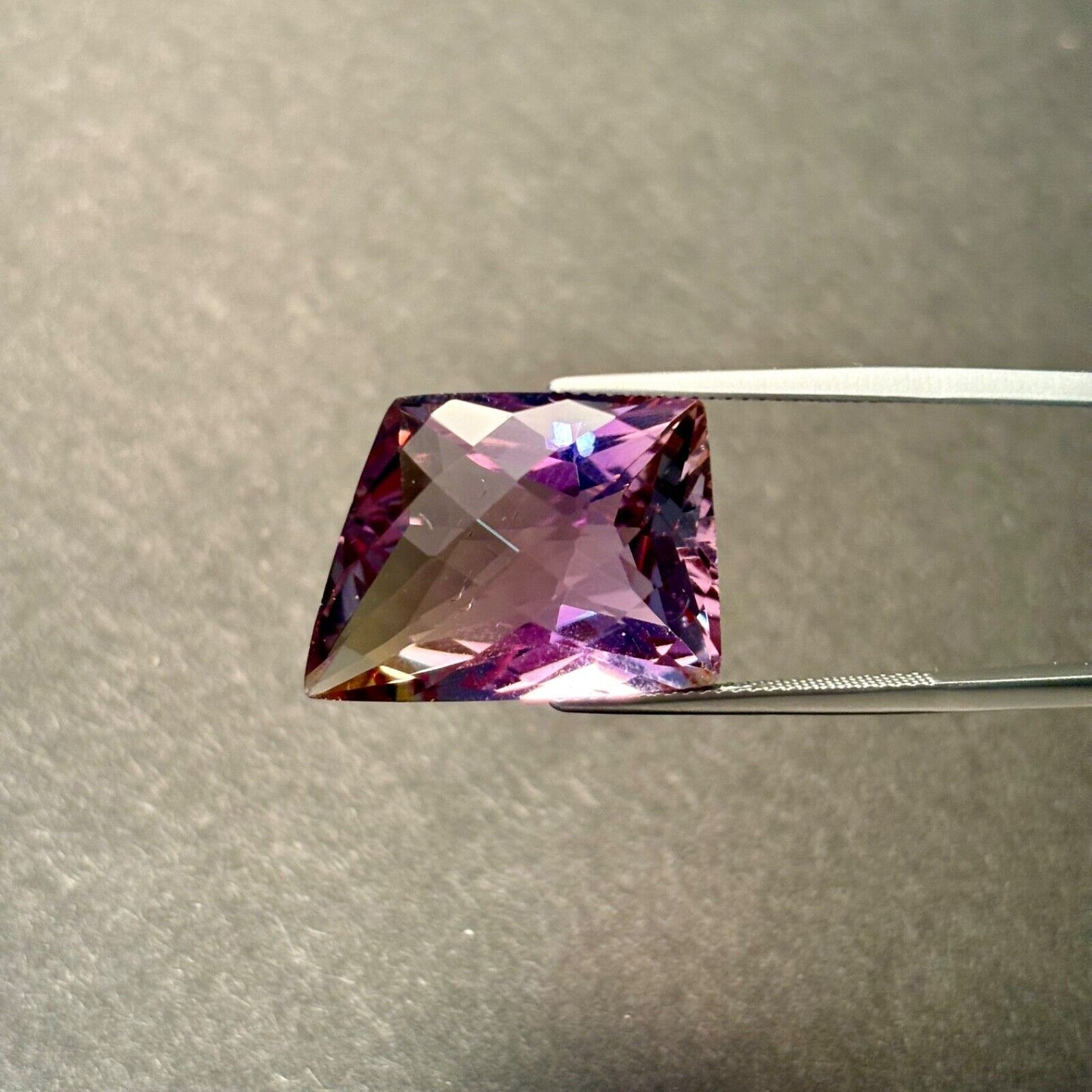 Ametrin Fancy cushion cut faceted very beautiful color gradient 22mmx11mm 22,64ct