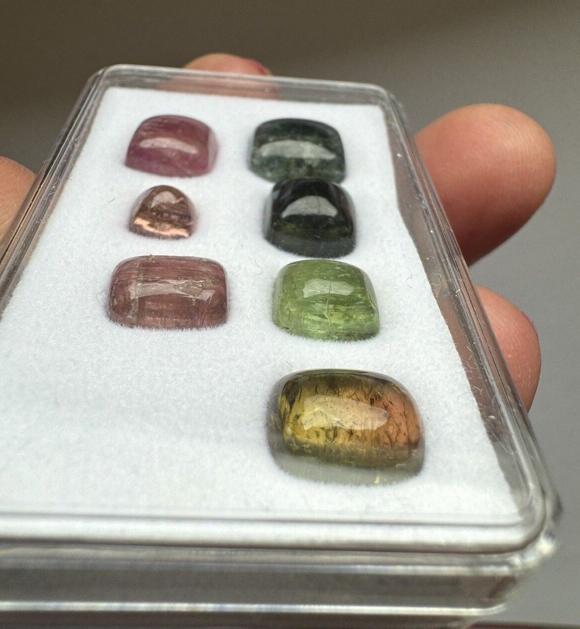 Tourmaline Cabochon In Pink And Green Shades 7 Pcs 25,62cts