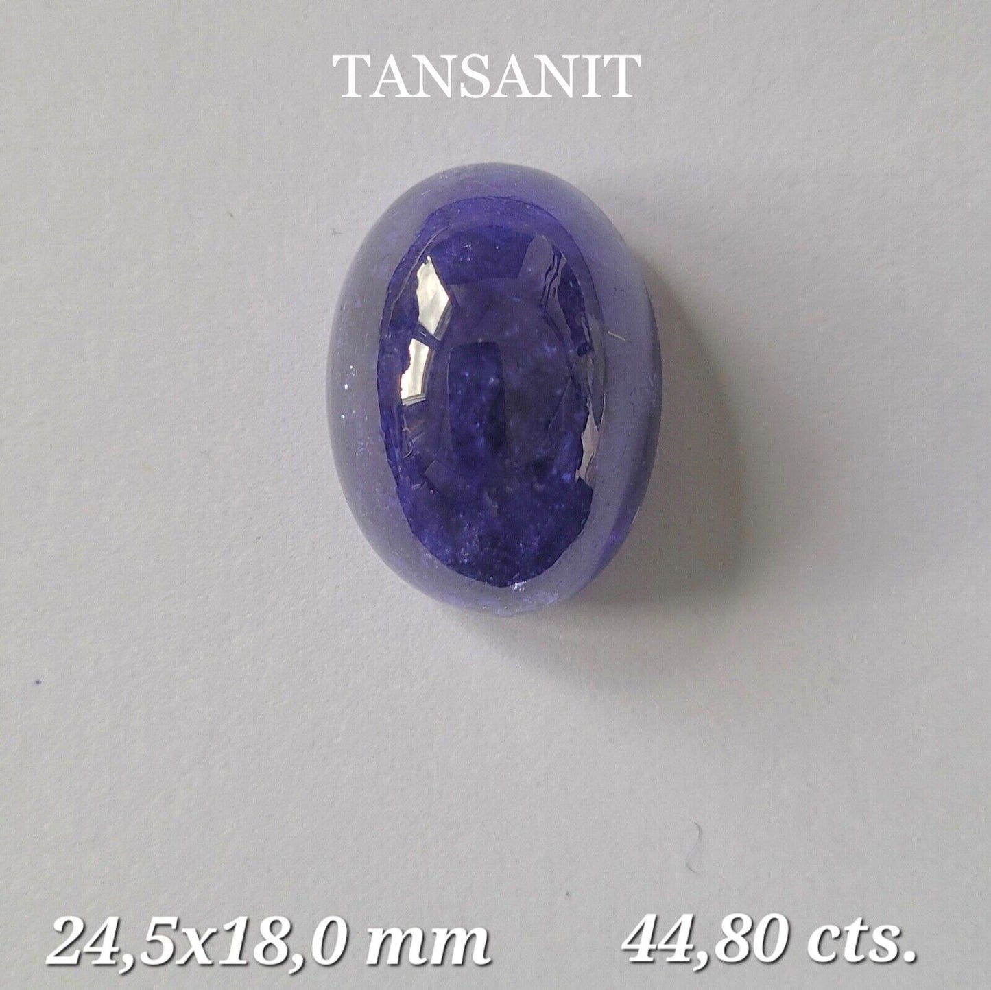 Tanzanite Natural Blue Cabochon 24.5 x18 mm 44,80 Carats From Tanzania