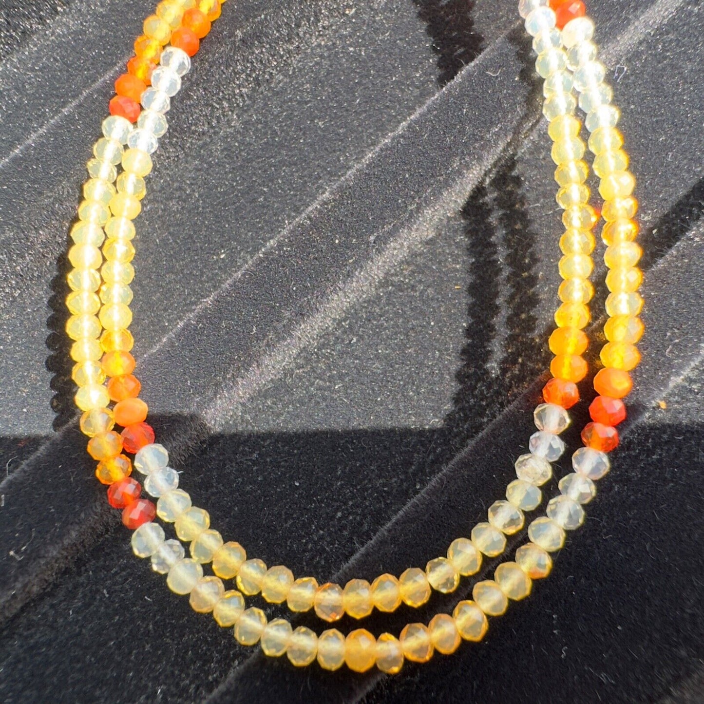 AAA+ Mexican Fire Opal Faceted Round 3mm Beads String Of 42 Cm