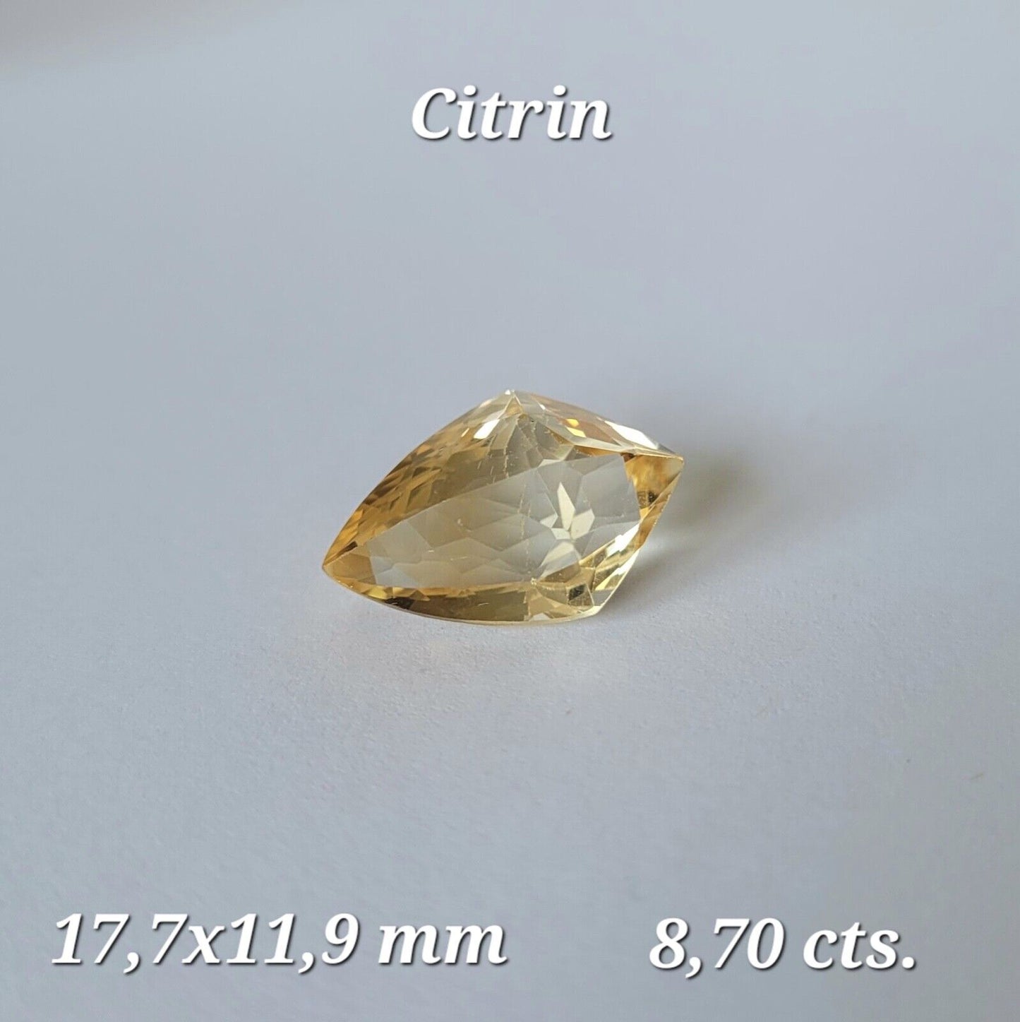 Citrine Yellow Elaborate Cut Faceted 17.7 x 11.9mm 8.70 Carat Rare Stone Top