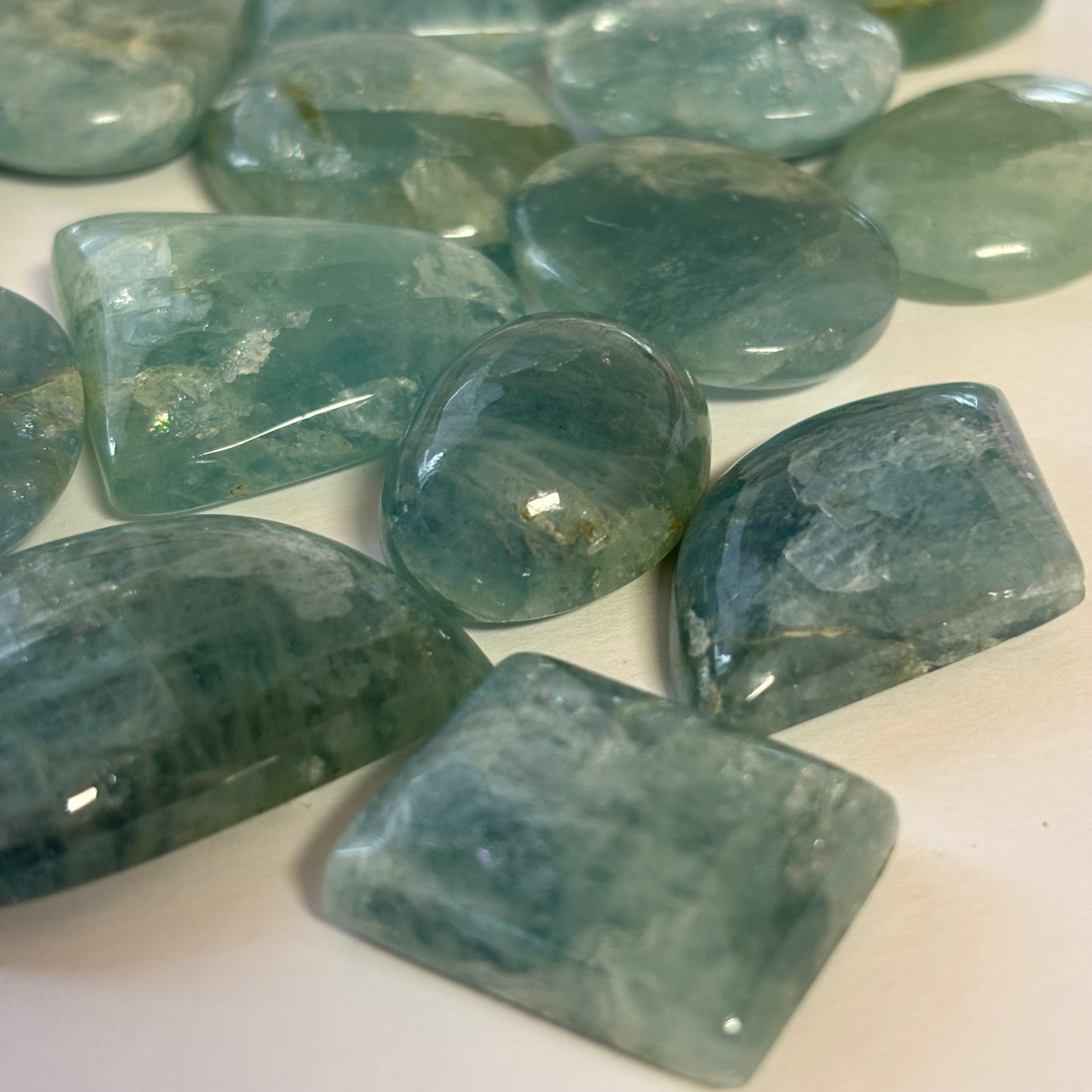 5 Pieces Polished Blue Greenish Aquamarine Loose Beads With Inclusions In Various Shapes