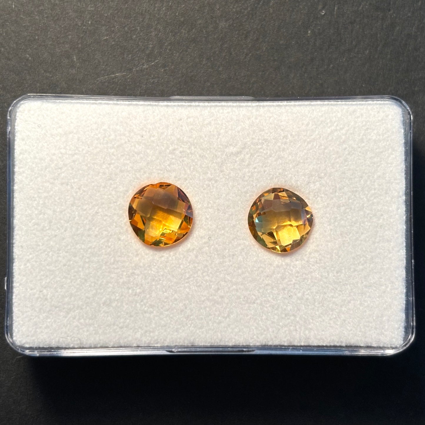Citrine Sun Yellow Rose Cut Faceted 8.4 - 8.6 mm 3.63 Carats Pair