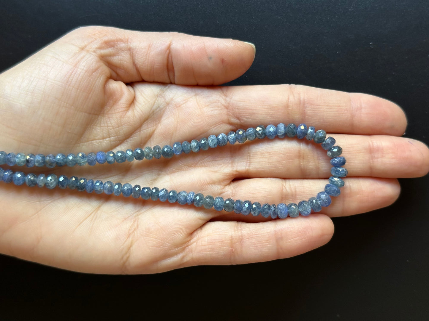 Natural Hand Cut Sapphire Rondelle Beads
