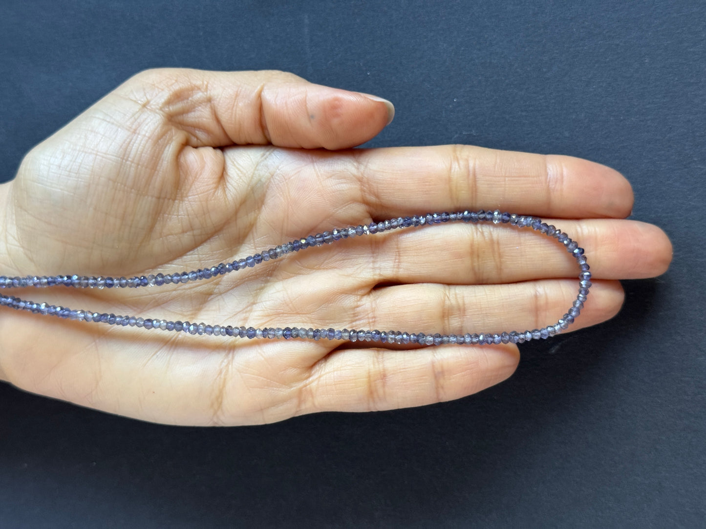 Refined Sparkling Tanzanite Rondelle Beads in Dark and Bright Shades Approx. 44cm