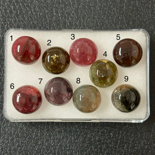 Tourmaline Round Cabochon With Inclusions Approx. 11-11.4mm 6,21 Cts.