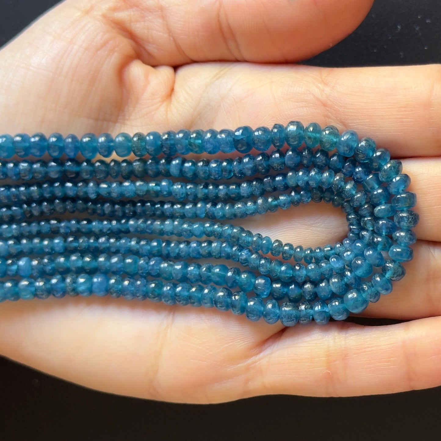 Deep Blue Apatite Hand-Cut Rondelle Beads Polished