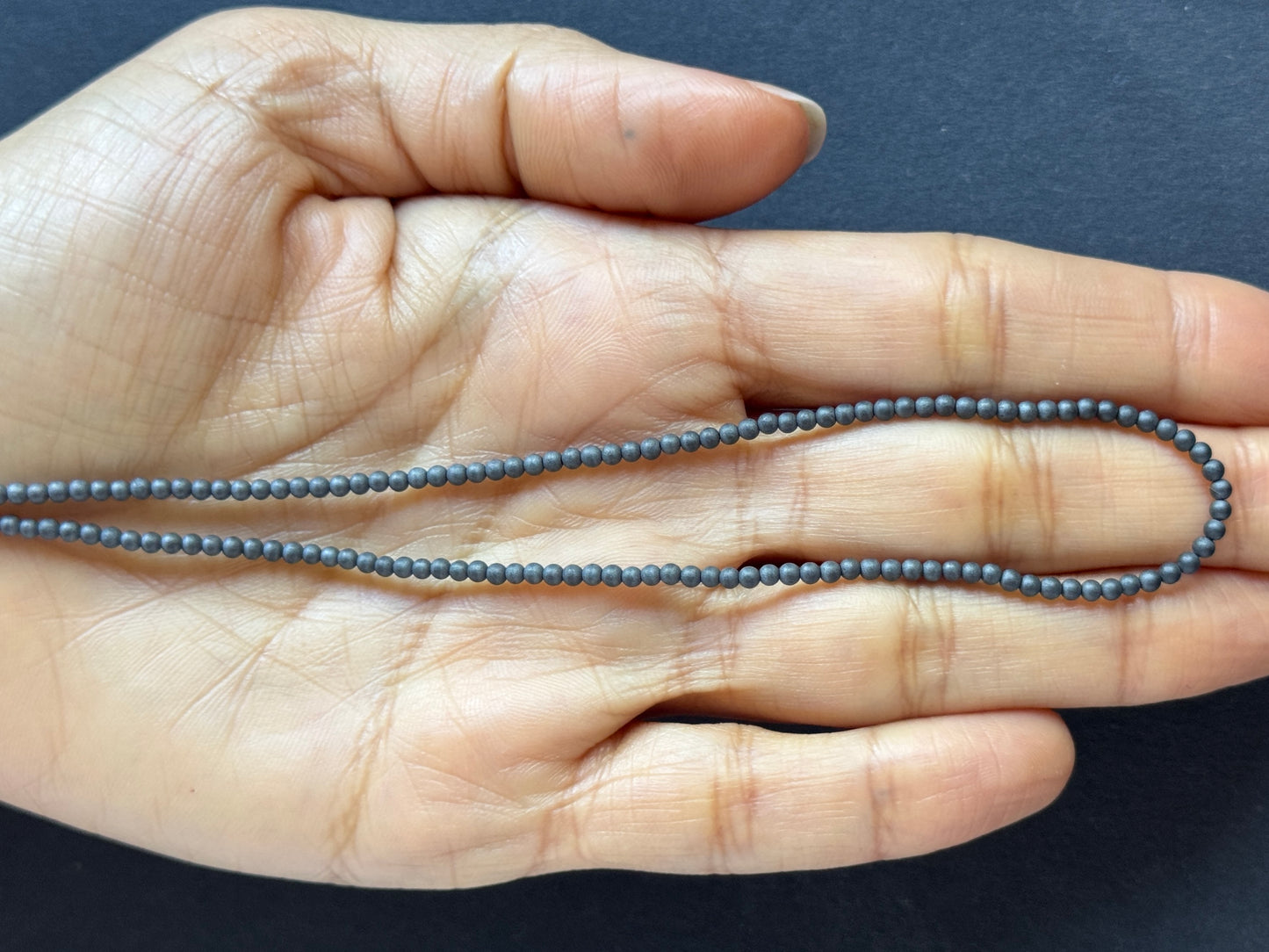 Matte Hematite Beads in Rich Graphite Hue -46cm