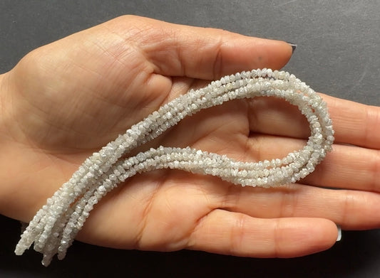 Diamond Natural Raw Textured White Color in Natural Shape, Rough Diamond Strand, 40cm / 2-3.5mm / Hole 0.3mm