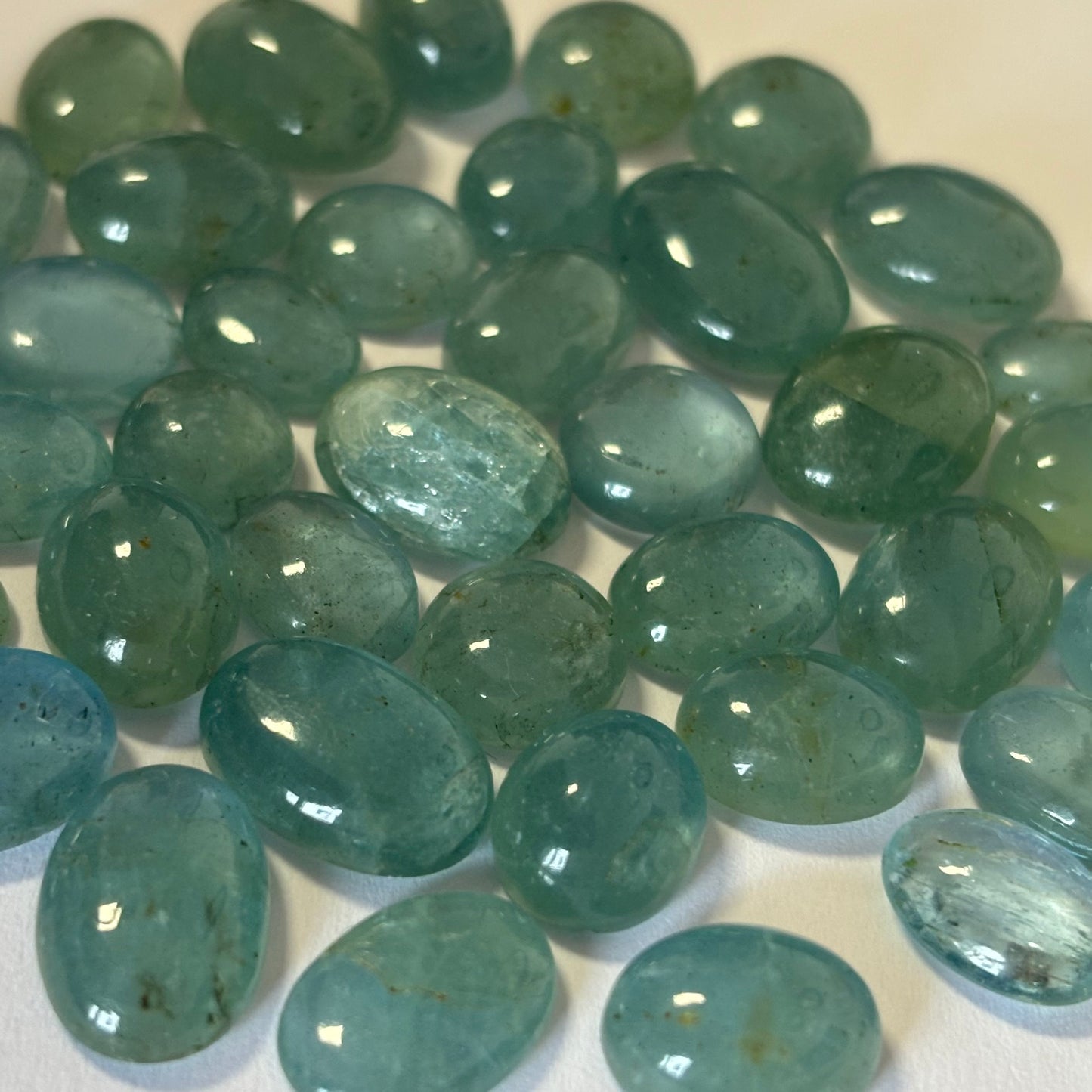 10 Pieces Beautiful Oval Greenish Blue Aquamarine A Rare Find With Inclusions