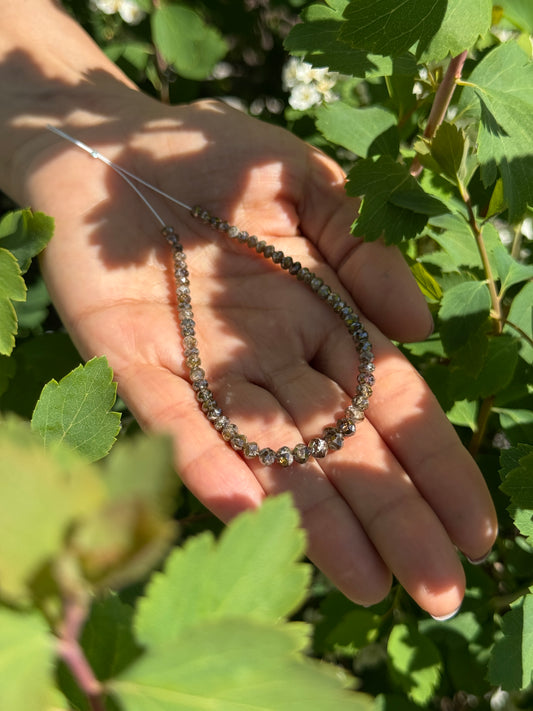 Natural Light Brown Diamond Beads – Bracelet Strand (18.5 cm)