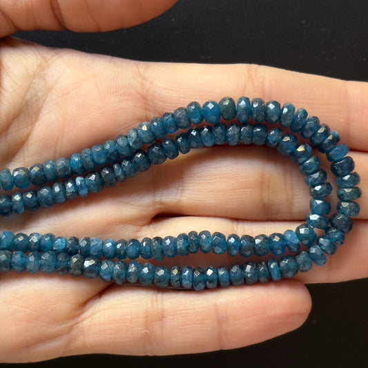 Hand-Cut Apatite Rondelle Beads Strand Sparkling Facets