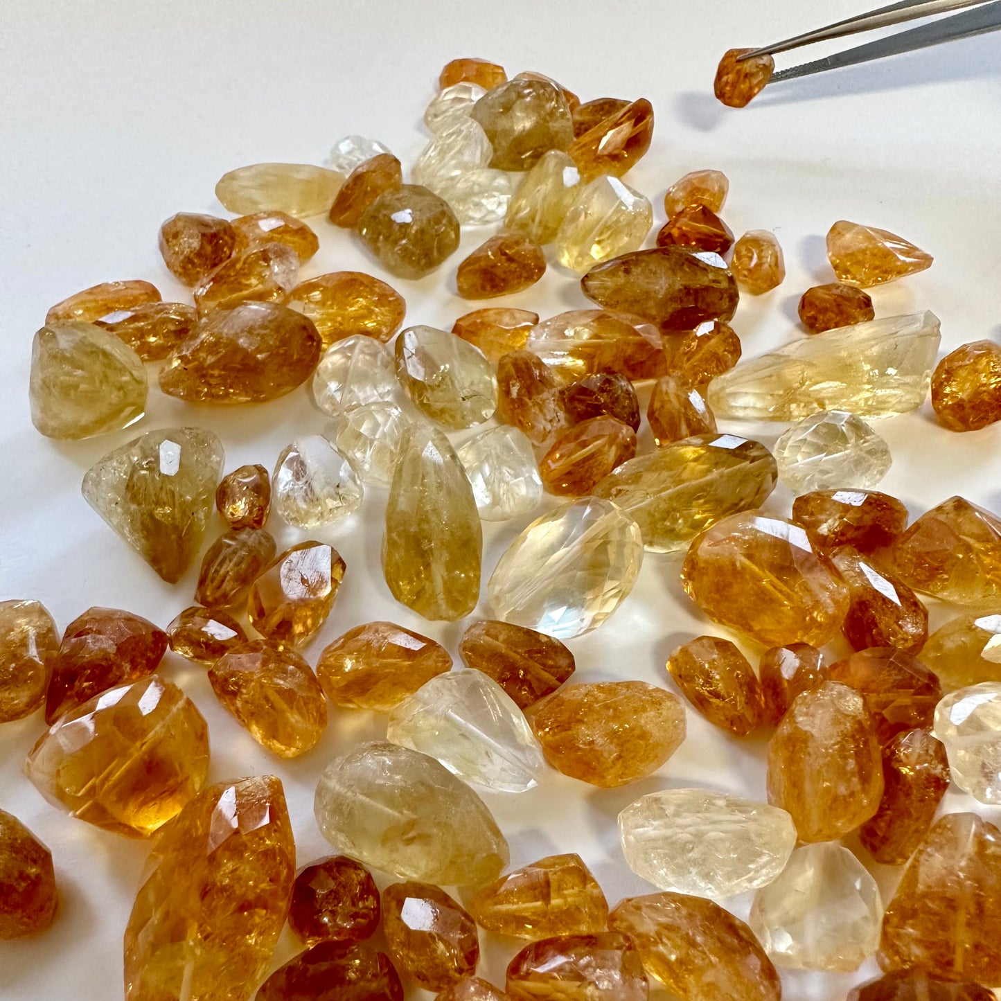 10 Pieces Fancy Cut Orange Citrine With Hole And Inclusions