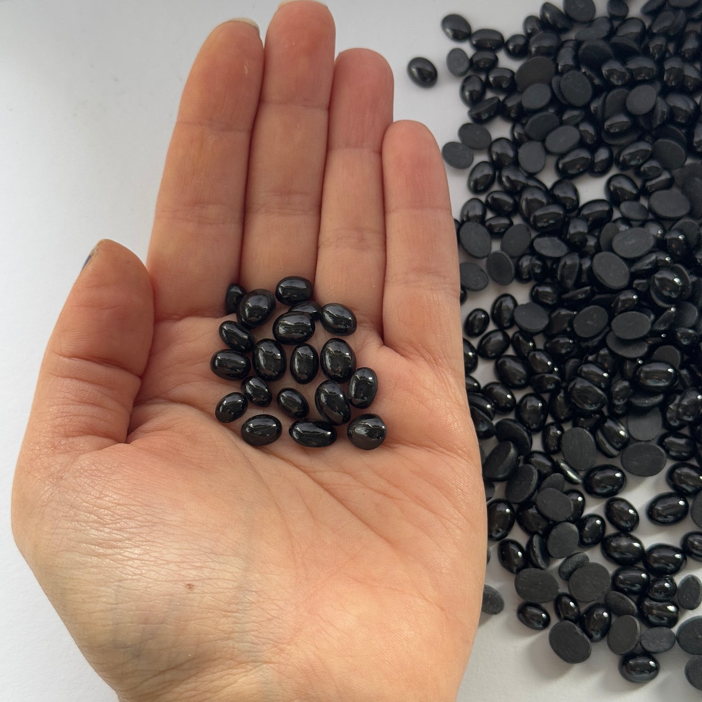 Black Sunstone Cabochons 20g per bag In different sizes 0.7 - 1,2mm -