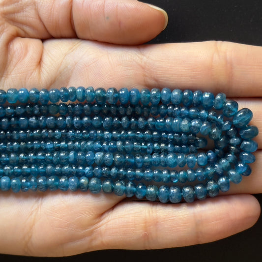 Deep Blue Apatite Hand-Cut Rondelle Beads Polished