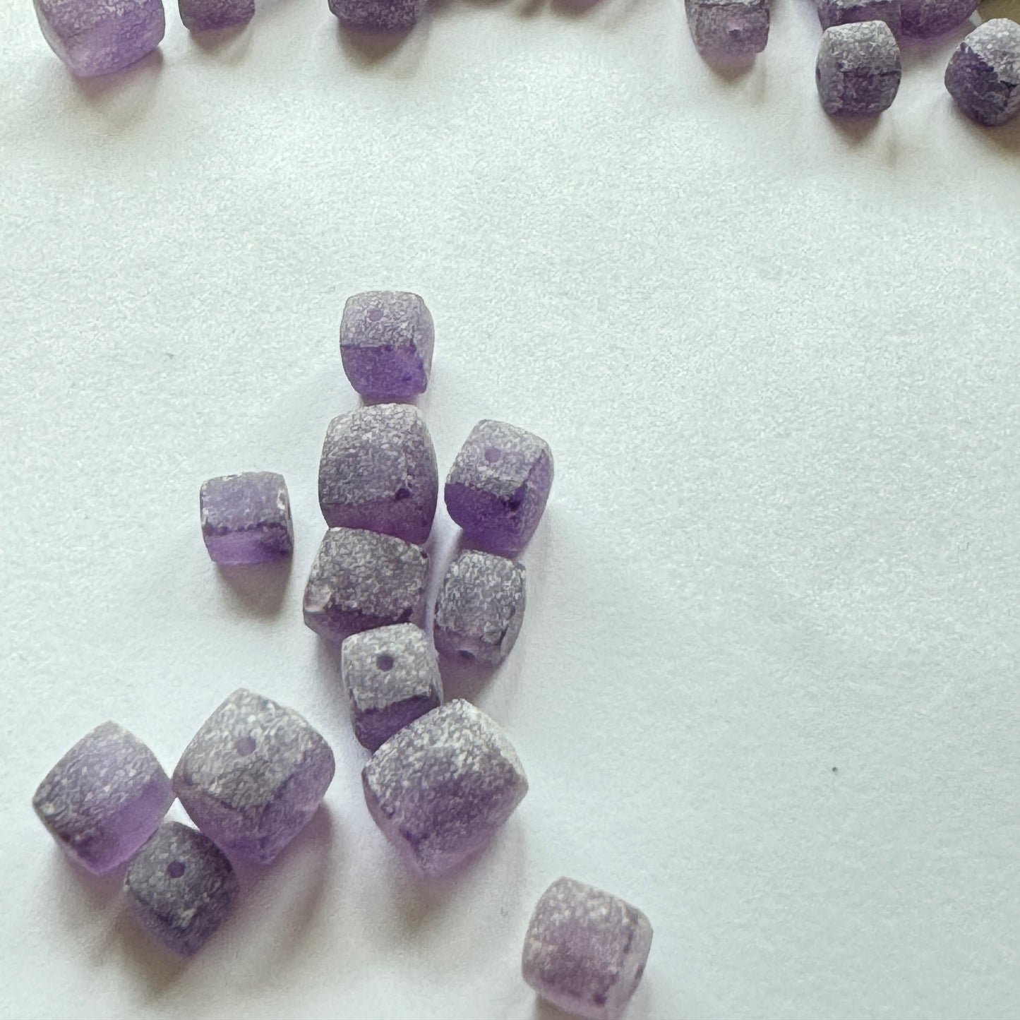 10 Pieces Frosted Purple Amethyst Cube Loose Beads