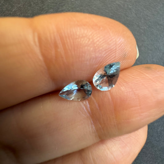 Drop shaped Aquamarine Pair 6.3x4mm