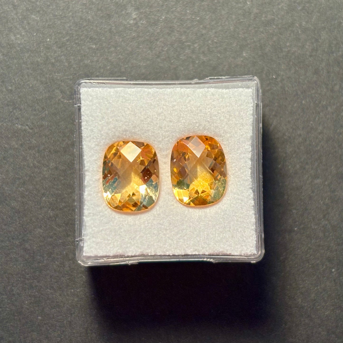 Citrine Sun Yellow Antique Cut Faceted 10x8mm 4.87 Carats AAA+ Quality Pair