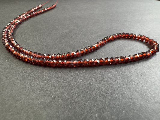 Dark Wine Red Garnet Faceted Rondelle Beads