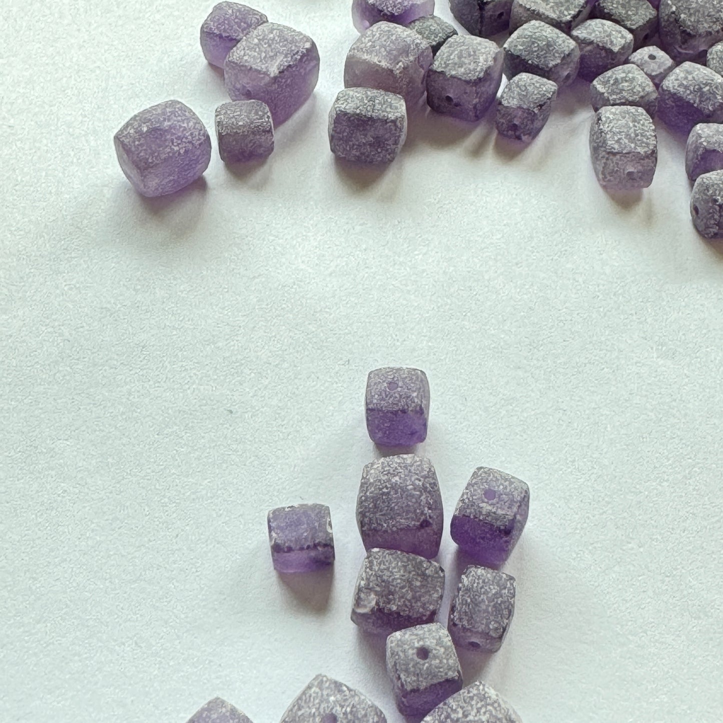 10 Pieces Frosted Purple Amethyst Cube Loose Beads