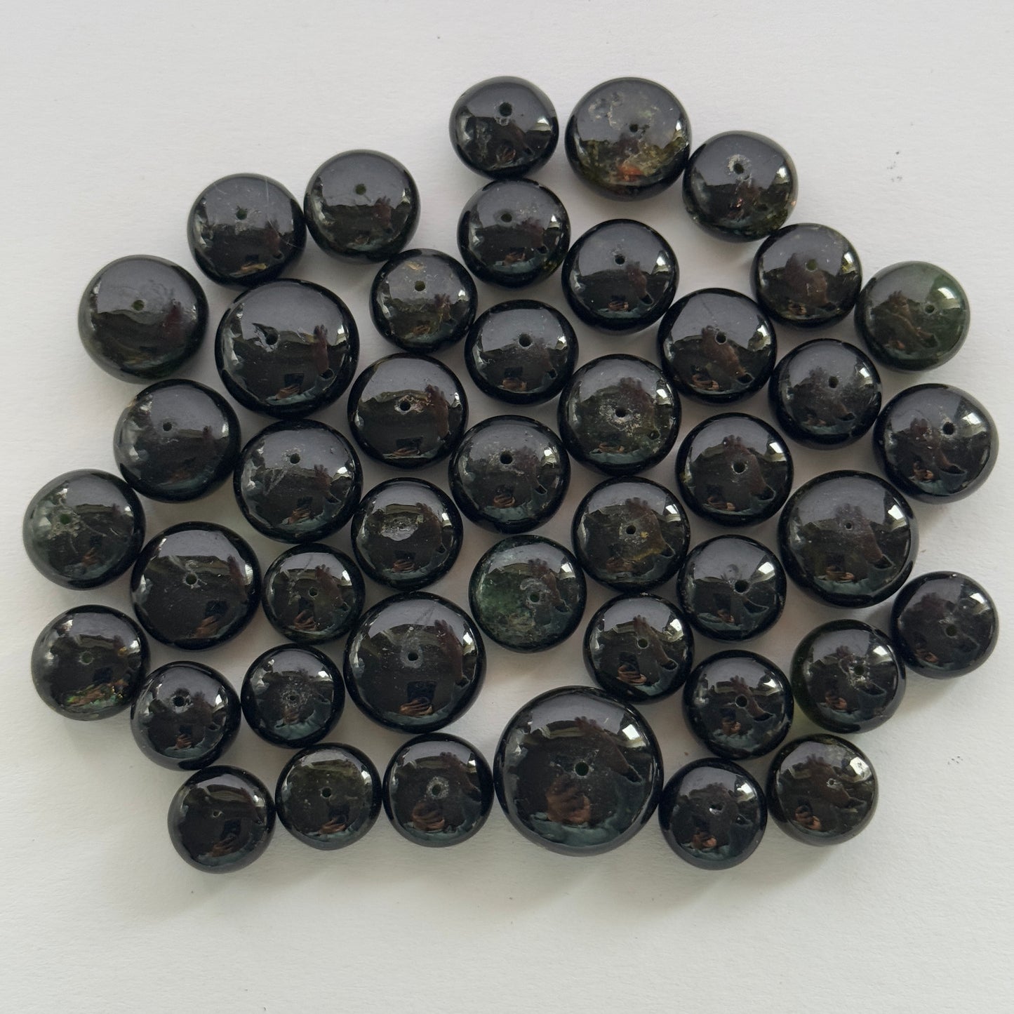 Round Shaped Tourmaline Bottle Green Loose Beads 10 Set Pack With Inclusions Drilled