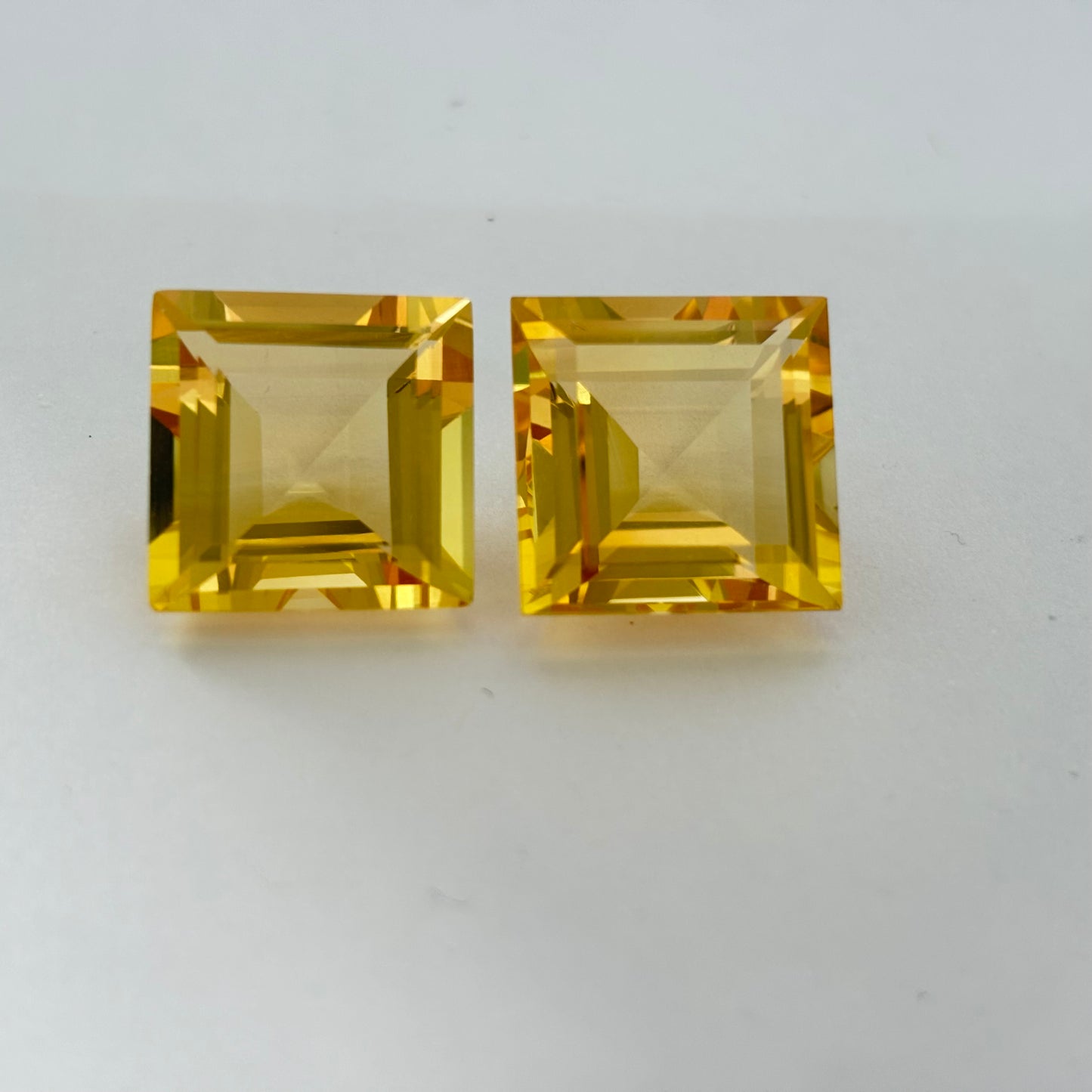 Citrine Square Large Pair Square Faceted Top Quality