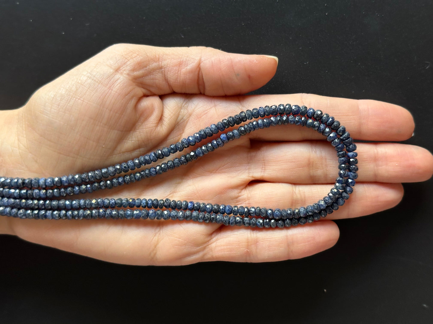 Elegant Natural Hand Cut Sapphire Rondelle Beads