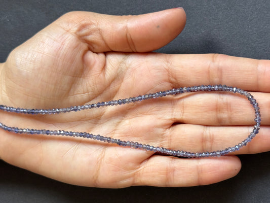 Refined Sparkling Tanzanite Rondelle Beads in Dark and Bright Shades Approx. 44cm