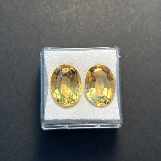 Citrine Oval Cut Faceted Pair 13.8 x 10.2 mm 11.88 Carats