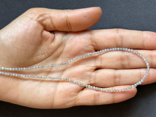 Labradorite Grey Micro Faceted Rondelle Beads Apx.2,3mm