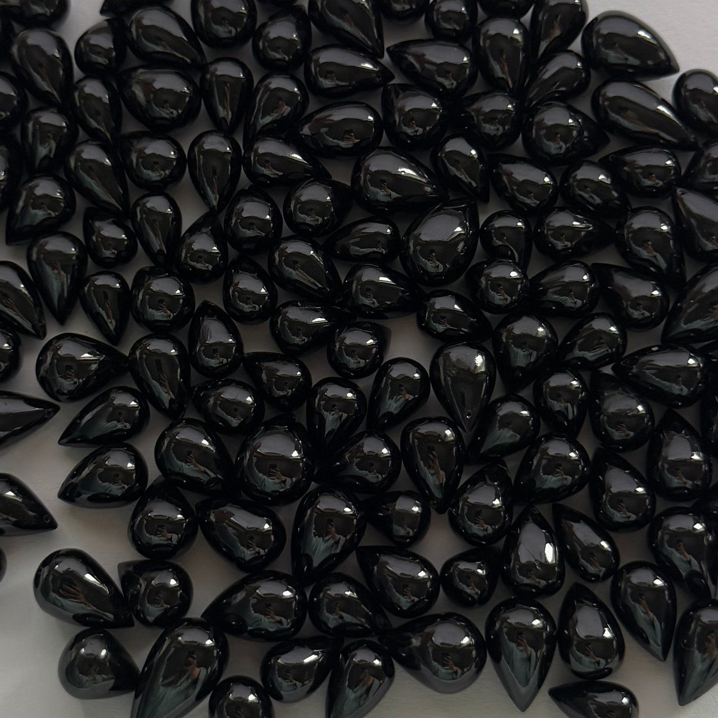 5 Black Onyx Drops Loose Beads Different Sizes Drilled on Both Sides