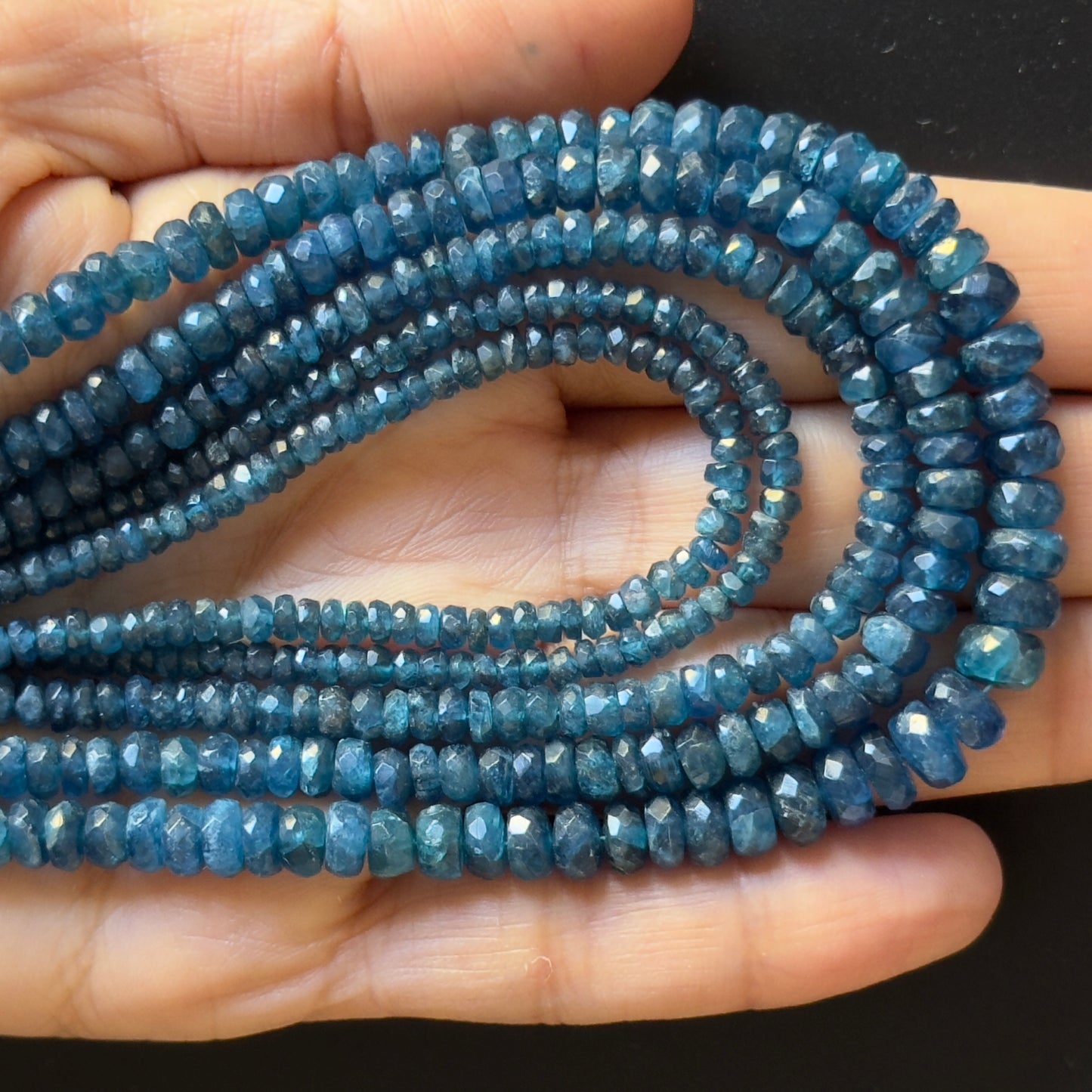 Natural Sparkling Rondell Apatite Beads Strand Faceted
