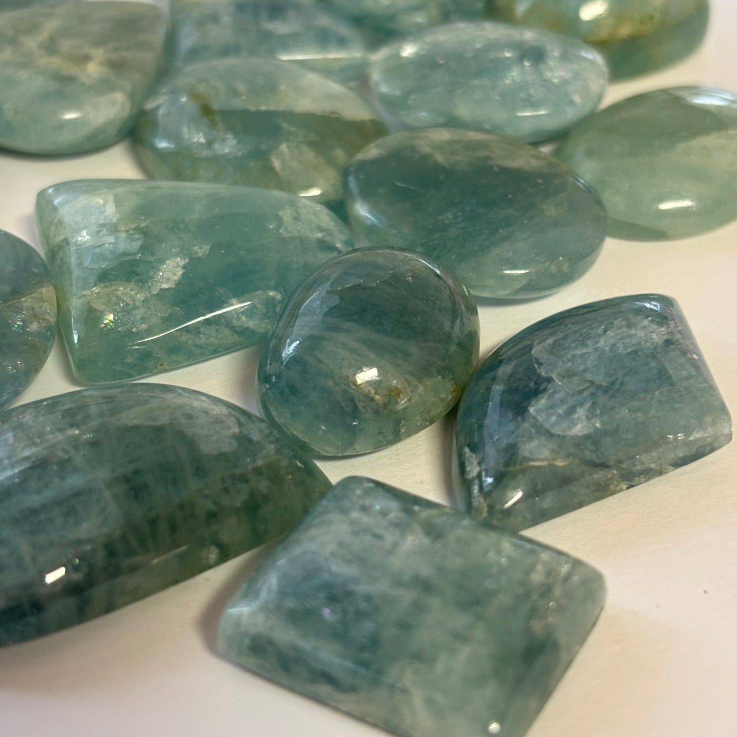 5 Pieces Polished Blue Greenish Aquamarine Loose Beads With Inclusions In Various Shapes