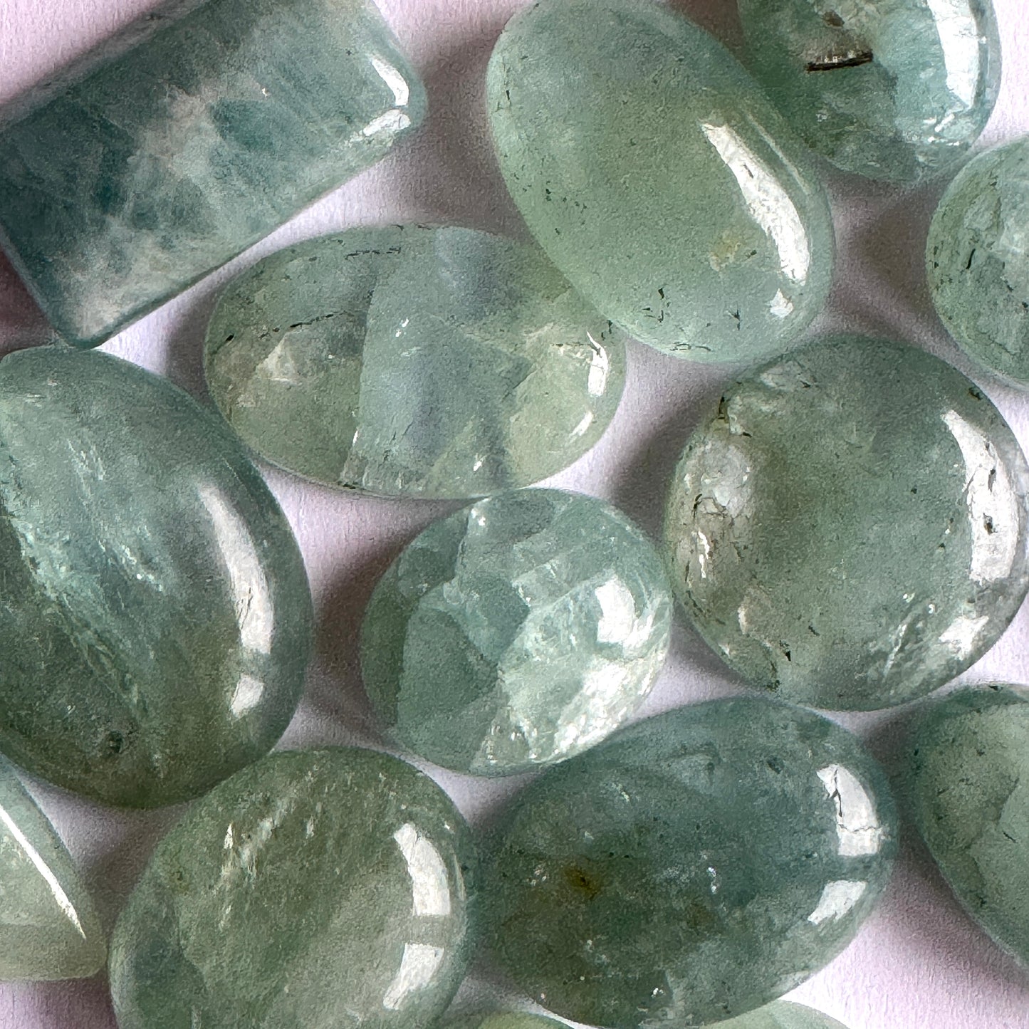 5 Pieces Polished Blue Greenish Aquamarine Loose Beads With Inclusions In Various Shapes