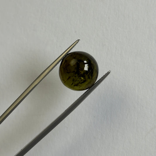 Dark Green Round Cabochon 14mm 10.4 CTS With Inclusions