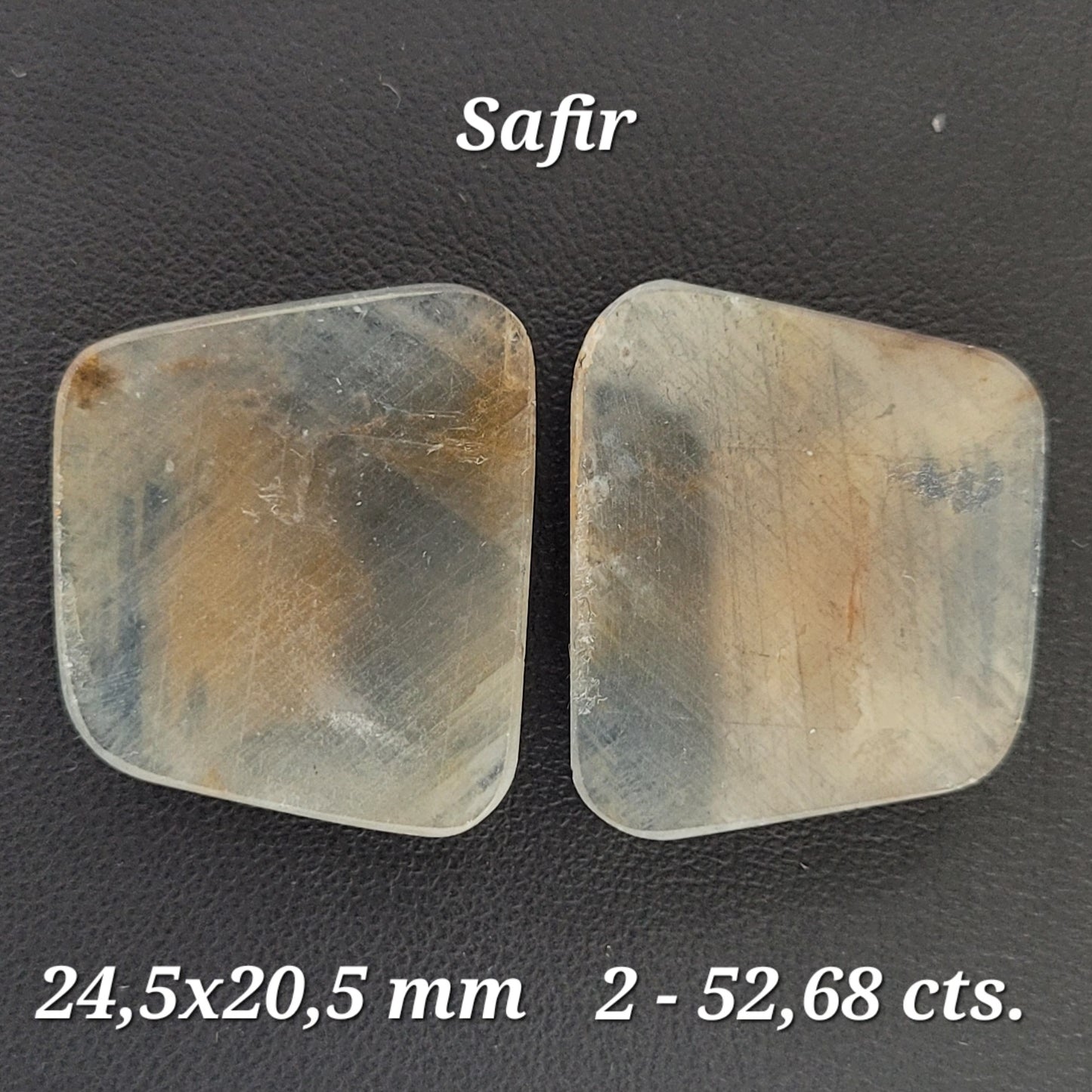 Sapphire Rose Cut Pair With Flat Back A Rare Find 52,68 Carat