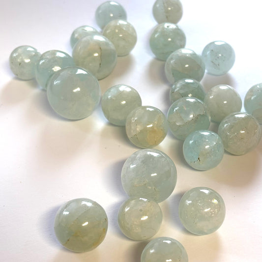 Chalcedon Loose Beads Balls Seagreen With Inclusions And Drilled