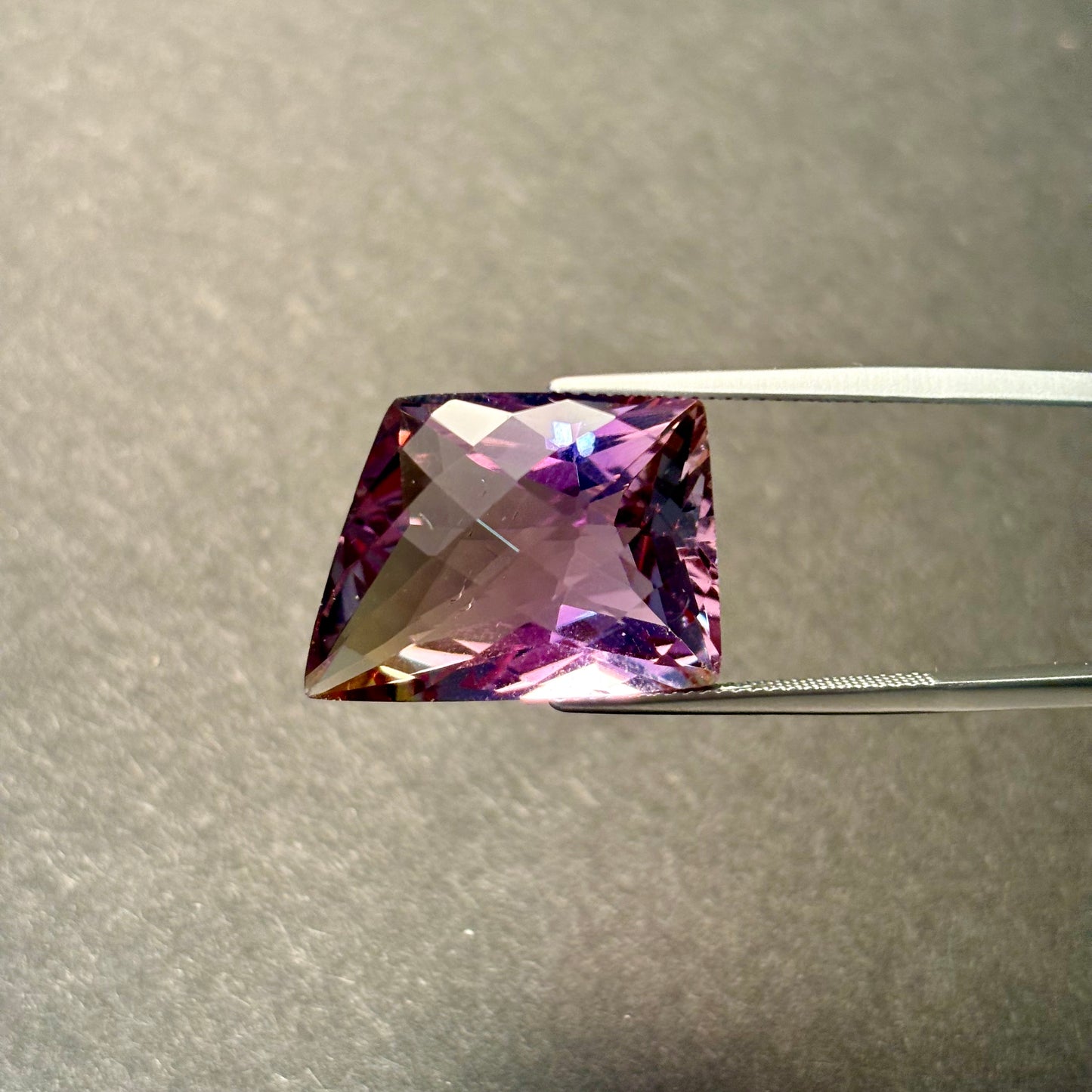 Ametrin Fancy cushion cut faceted very beautiful color gradient 22mmx11mm 22,64ct