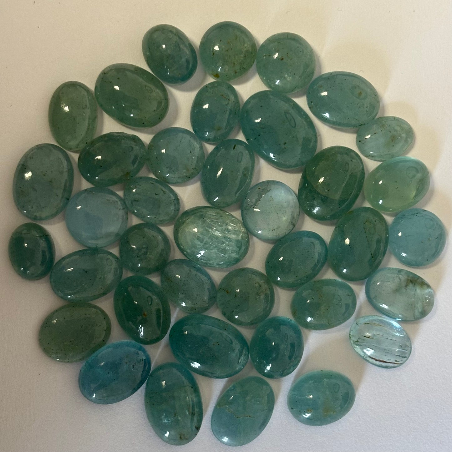 10 Pieces Beautiful Oval Greenish Blue Aquamarine A Rare Find With Inclusions