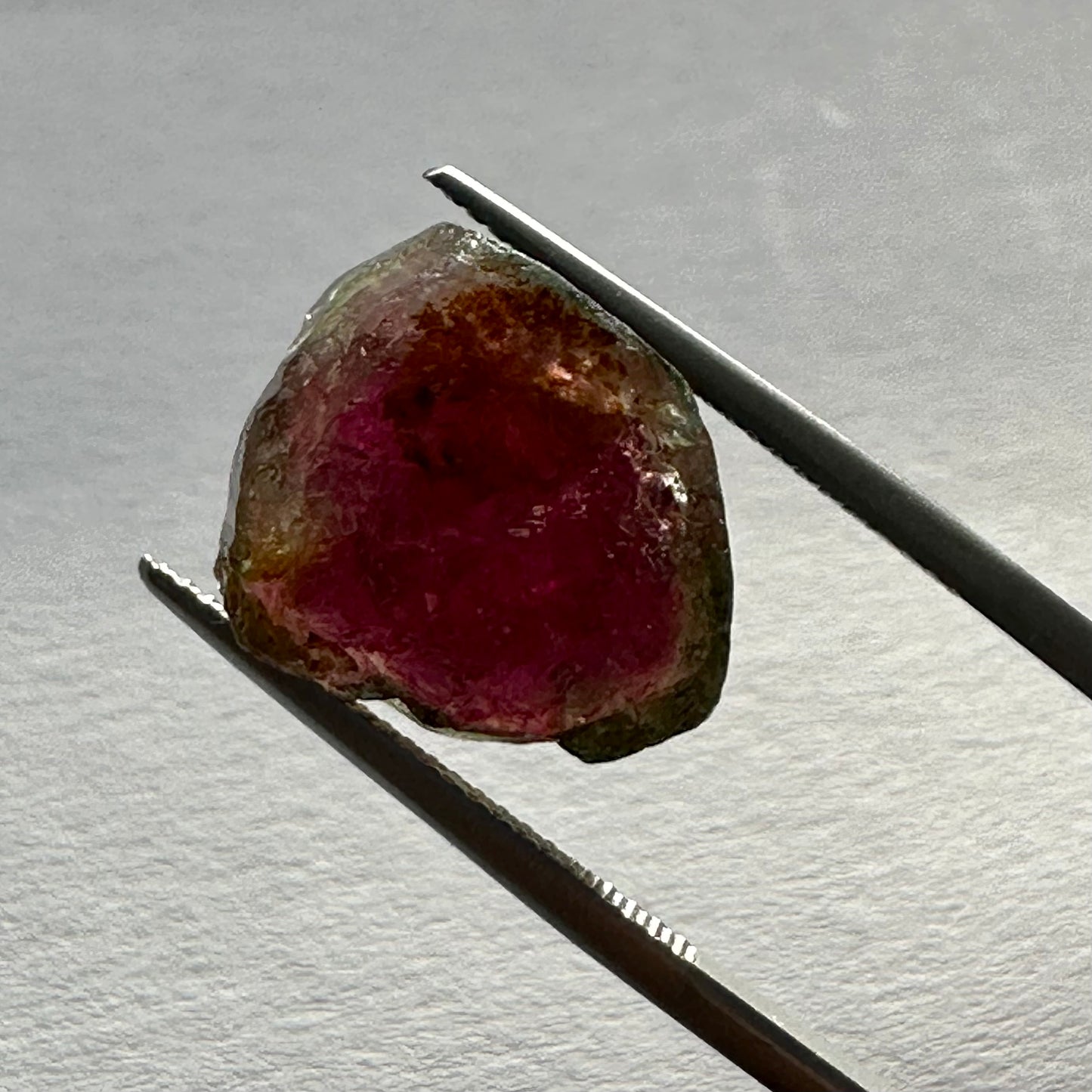 Unique Rough Mined Watermelon Tourmaline 18,22 cts 14,5mm x 15,4mm