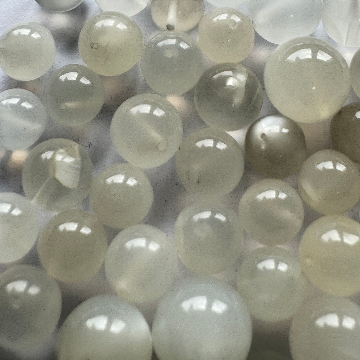 10 Pieces Cloudy Round Rare White Moonstone Loose Beads With Hole 8 - 9 mm