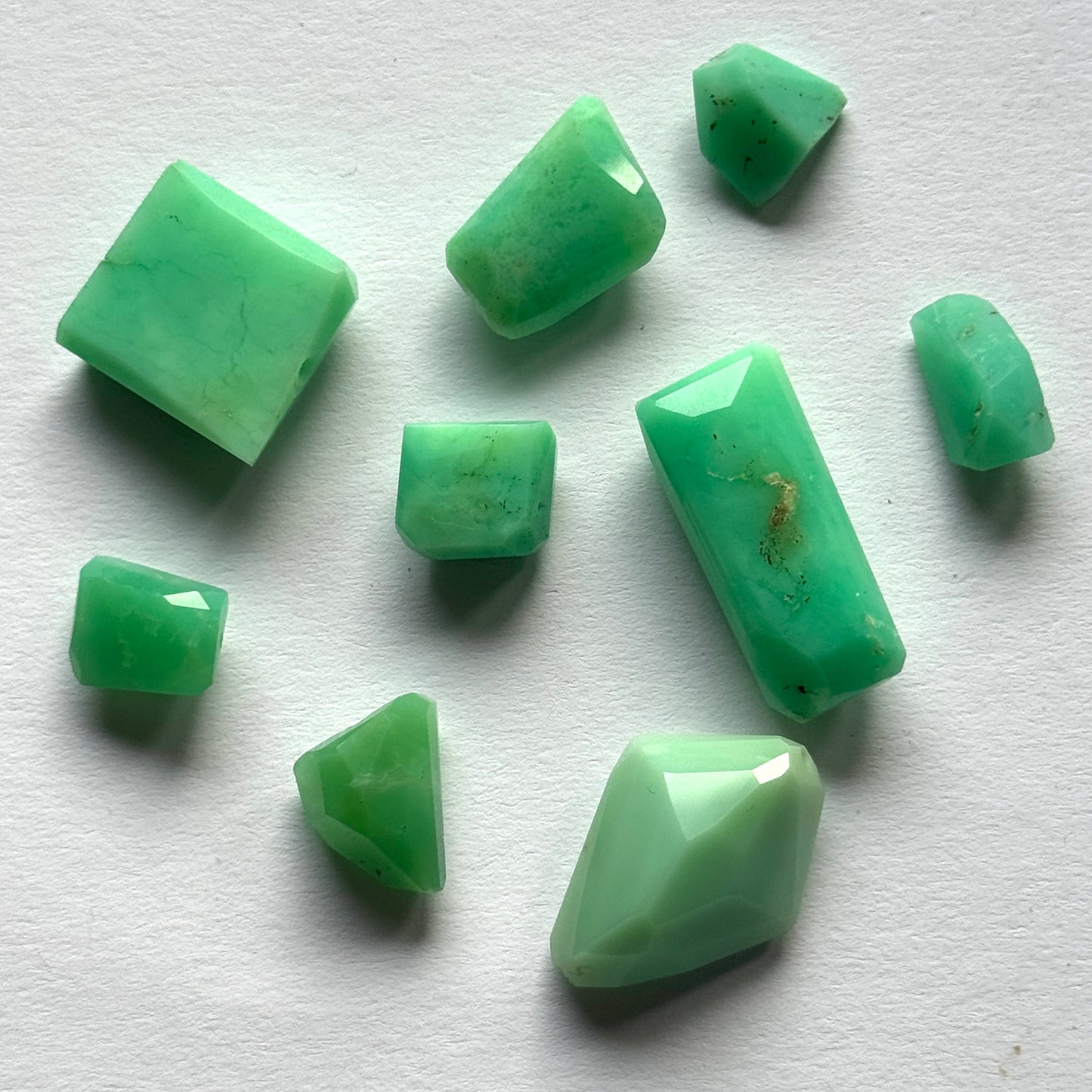 6 Fancy Faceted Chrysoprase Stones Per Bag 13mm x 11mm To 13mm x 31mm