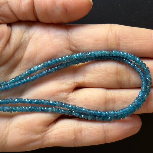 Hand-Cut Apatite Rondelle Beads Faceted Sparkling